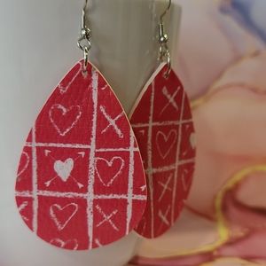 X's & Hearts Valentine's Faux Leather Earrings